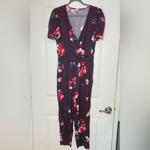 Old Navy Purple and Red Floral Jumpsuit
